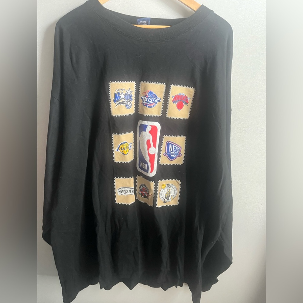 NBA Black Long Sleeve Shirt with Multiteam Logo Patch Design